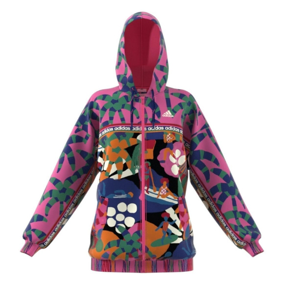 NWT ADIDAS x FARM RIO Women’s Hooded Full Zip Windbreaker Track Jacket sz Small - Picture 9 of 9